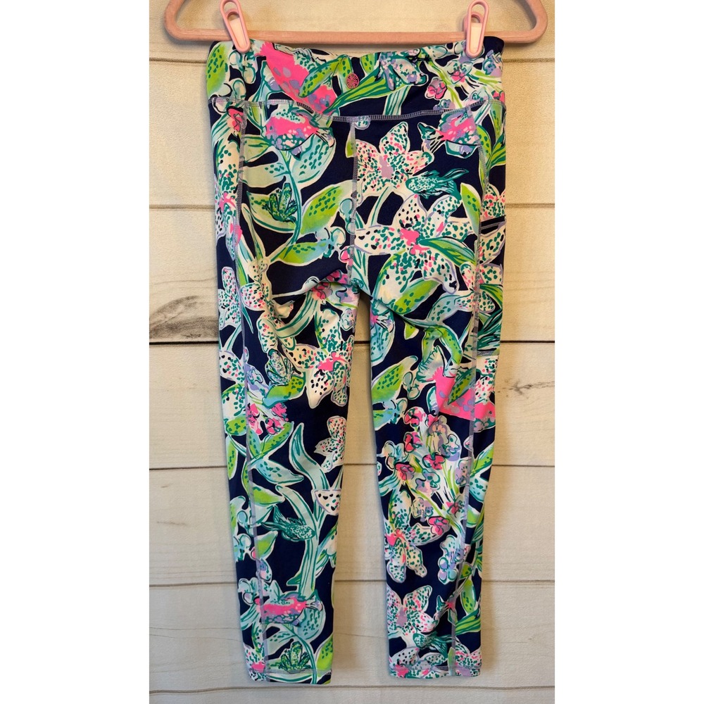 Lilly Pulitzer Luxletic Floral Crop Leggings Navy Pink Green Style 001241 Medium - Picture 5 of 5
